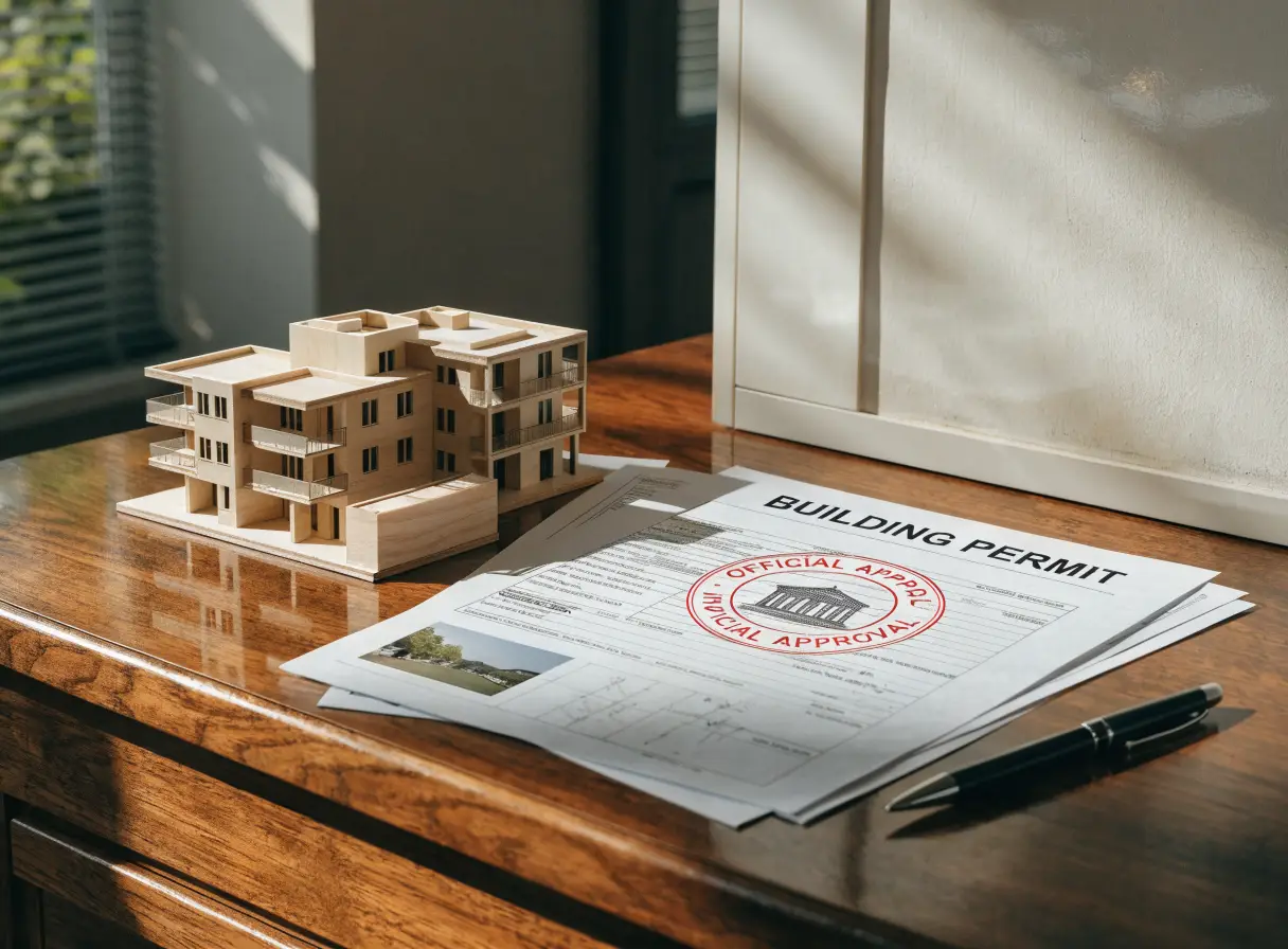 Approved permit-ready document set with approval stamp