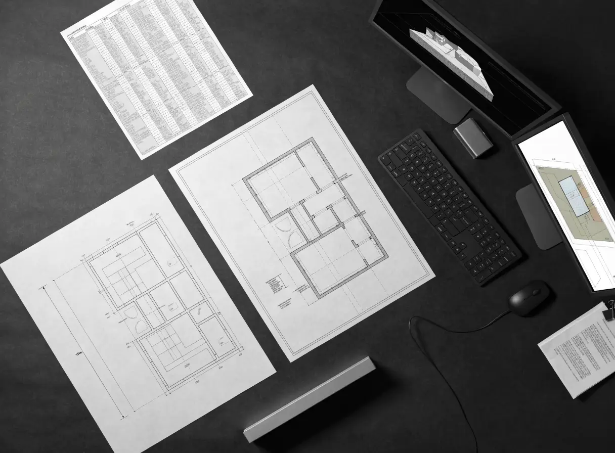 Floor plans and CAD workstation